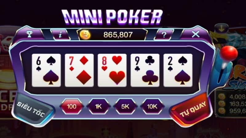 Mini Poker là sảnh chơi cực hot của cổng game Nổ Hũ 52 